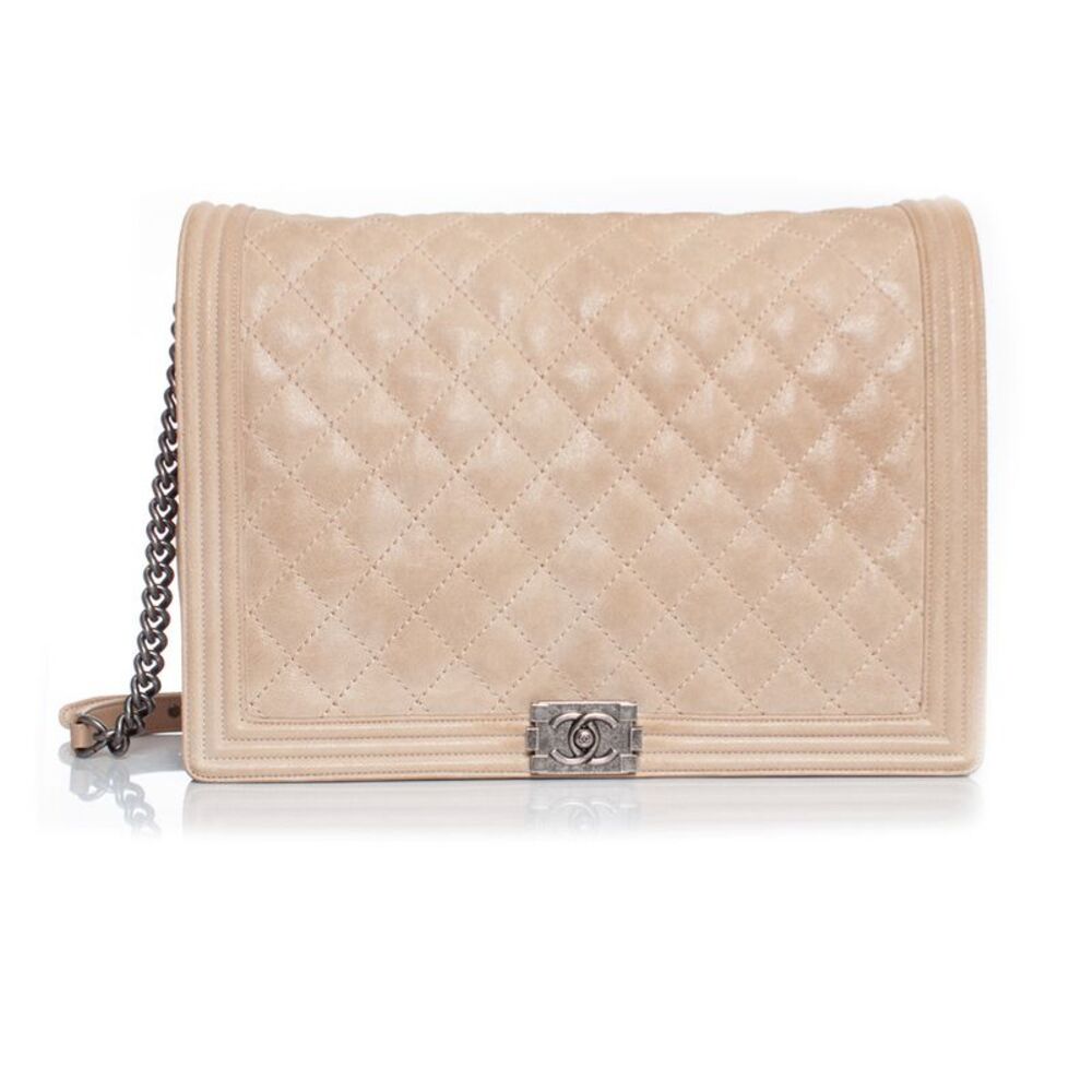 Chanel soft large leather boy in beige